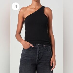 AGOLDE NWT Verica Black One-Shoulder Ribbed Top SIZE S